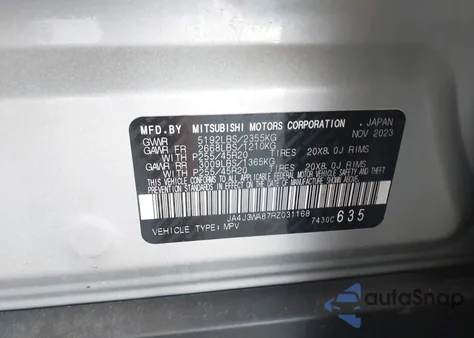 2024 Mitsubishi Outlander Sel 2.5 2Wd from USA, damaged, VIN JA4J3WA87RZ031168